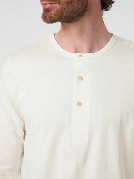 Herren-Henley-Langarmshirt 2M06 Weiß, Detailsicht