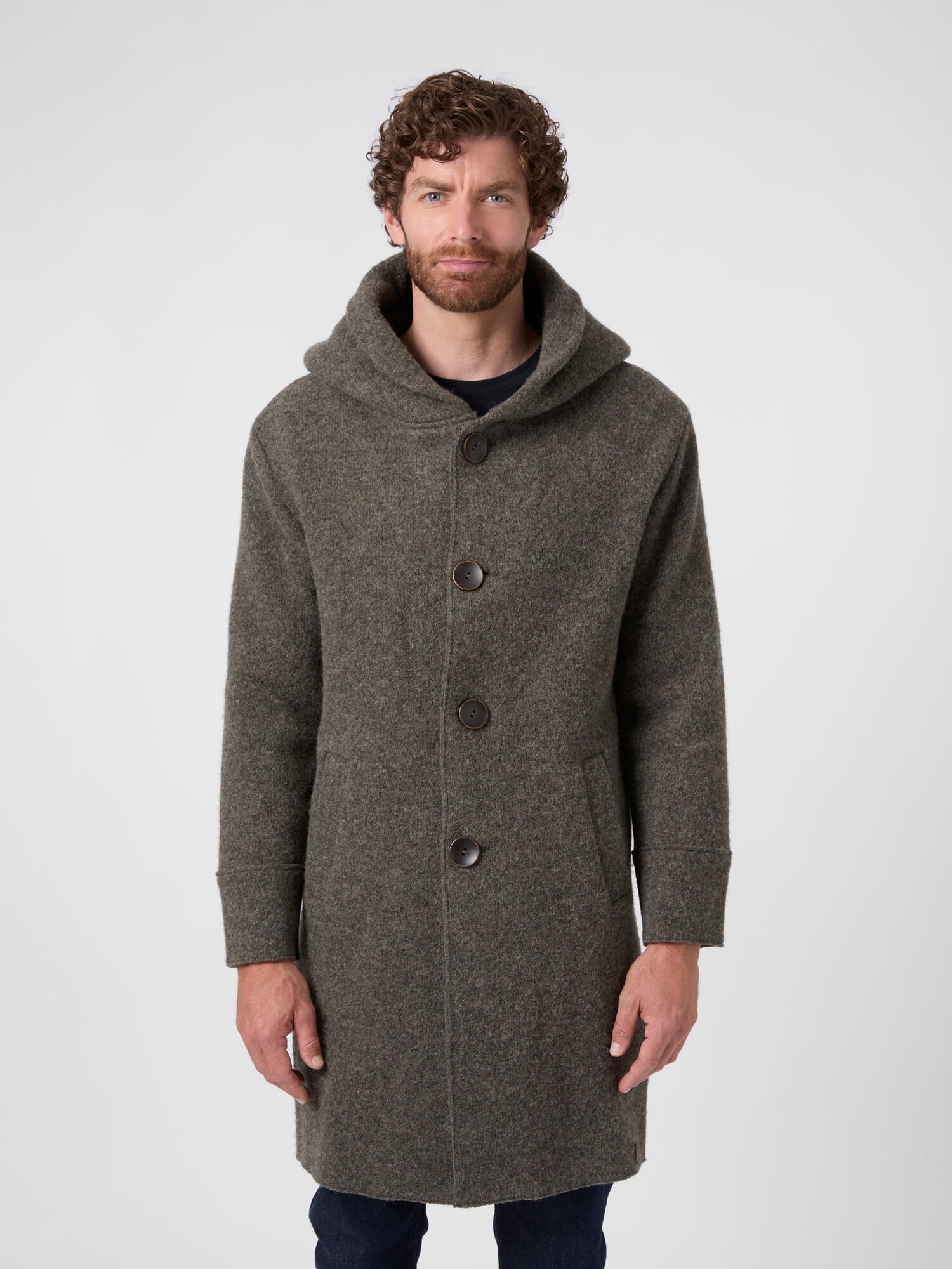 Men's Short Wool-Walk Coat, Brown | Manufactum
