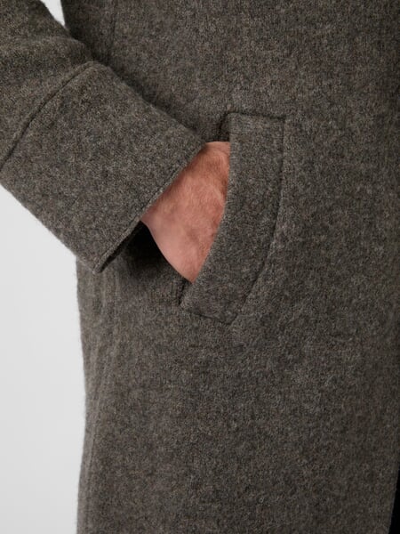 Herren-Kurzmantel Wollwalk Braun, Detailsicht