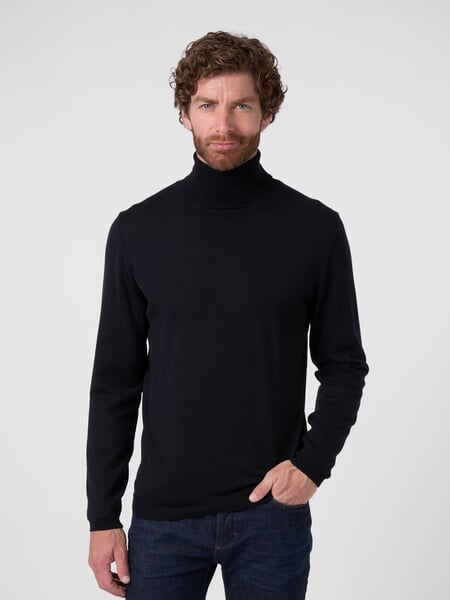 Herren-Rollkragenpullover Dunkelblau, Tragebild