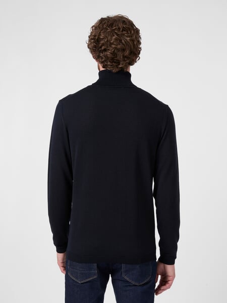 Pull à col roulé pour homme Bleu foncé, présenté sur un modèle