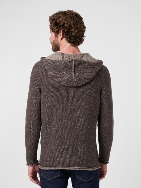 Herrenpullover mit Kapuze Taupe-Sand, Tragebild