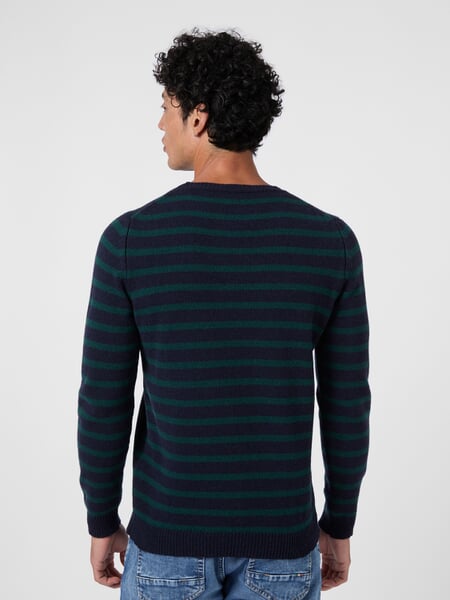 Maglioni da uomo a righe Verde navy, Tragebild