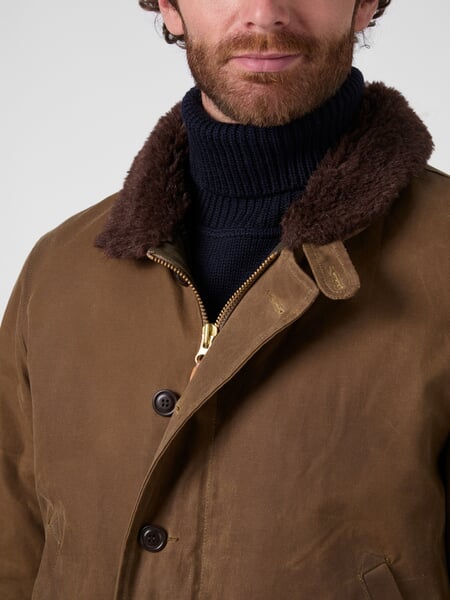 Herrenjacke gewachst Cognac, Detailsicht