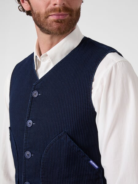 Men's Côtelé Vest Blue, close-up