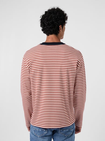 Camiseta de rayas para hombre Blanco roto y rojo, Tragebild