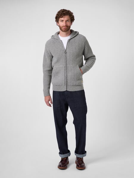 Herren-Strickjacke Graumelange, Tragebild