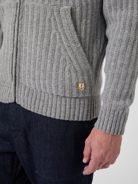 Herren-Strickjacke Graumelange, Detailsicht