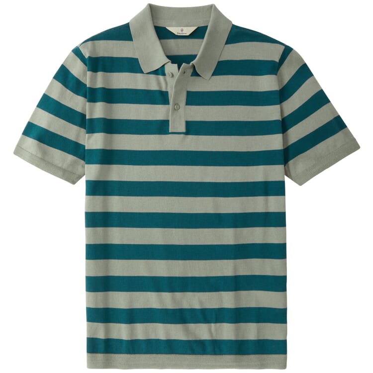 Men's knitted polo striped, Petrol green