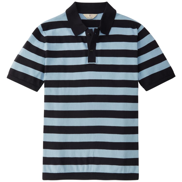 Herren-Strickpolo gestreift, Navy-Bleu