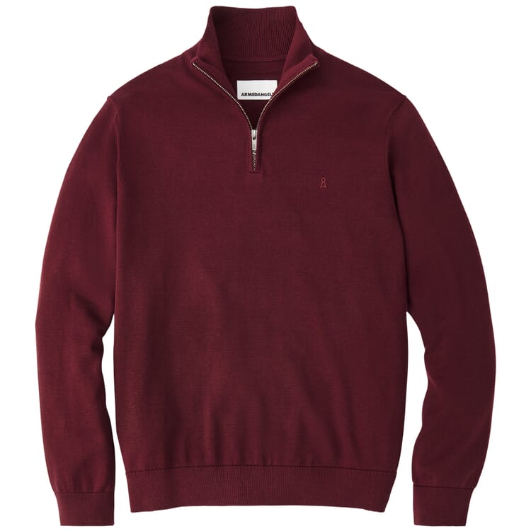Pull à col roulé pour homme en coton, Bordeaux