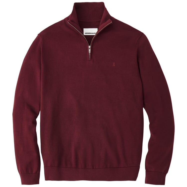 Jersey de cuello alto de algodón para hombre, Burdeos
