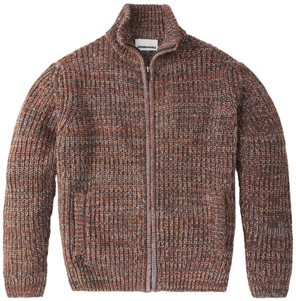 Herren-Strickjacke Rostmelange