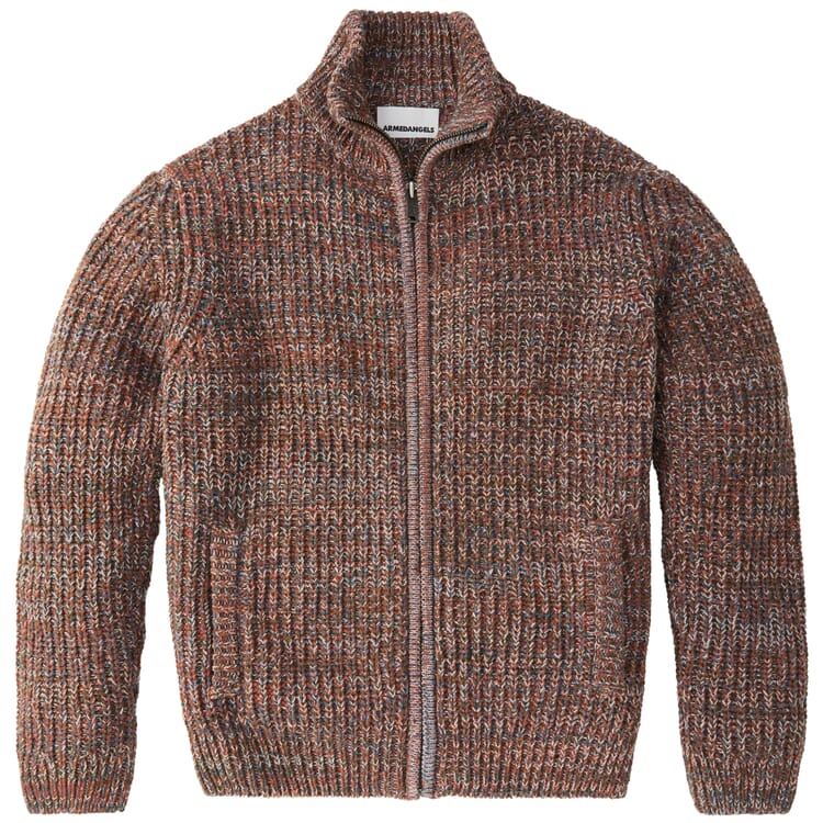 Herren-Strickjacke, Rostmelange