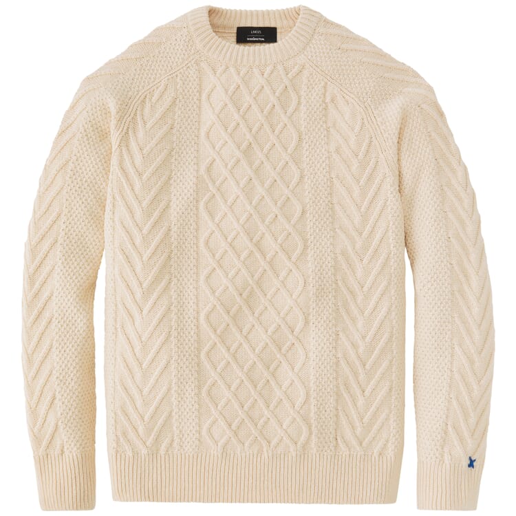 Jersey de punto trenzado para hombre, Natural