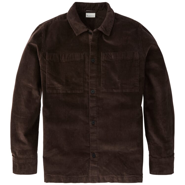 Herren-Overshirt Cord, Dunkelbraun