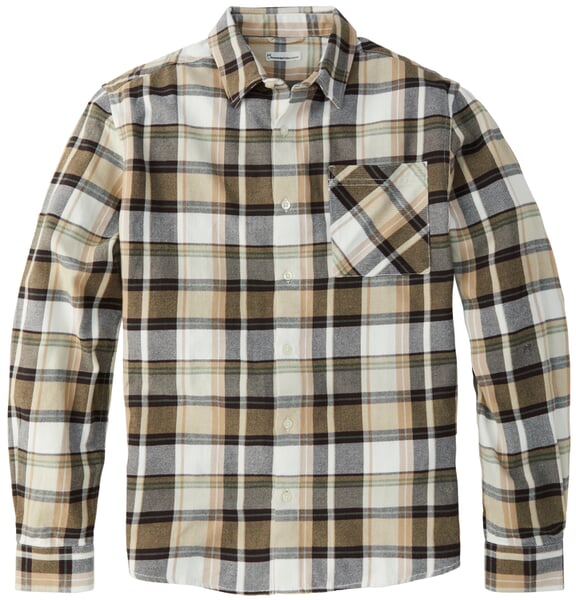 Flanellen herenoverhemd Bruin-naturel
