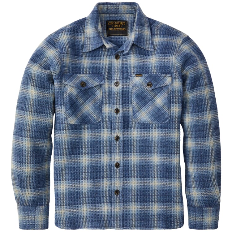 Chemise en laine pour homme 1943 à carreaux, Bleu