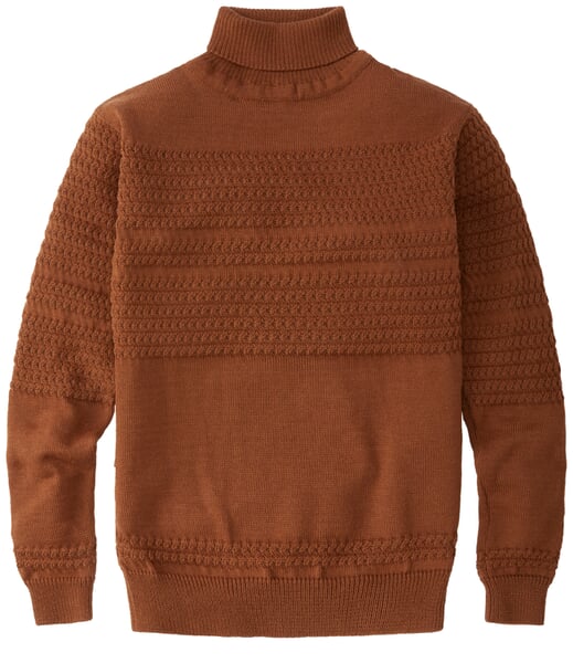 Herren-Rollkragenpullover Wolle Rostbraun