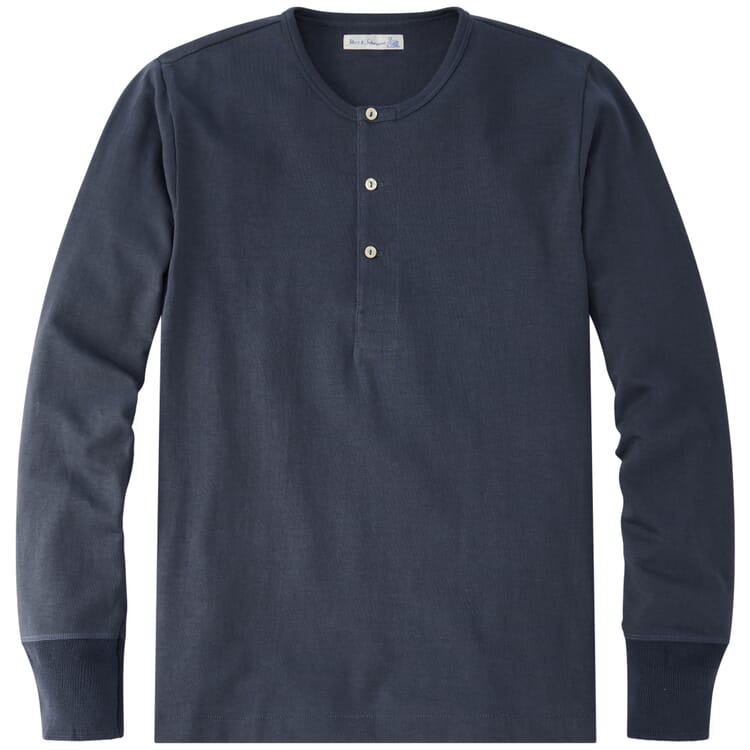Maglietta Henley da uomo a maniche lunghe 2M06, Grigio-blu
