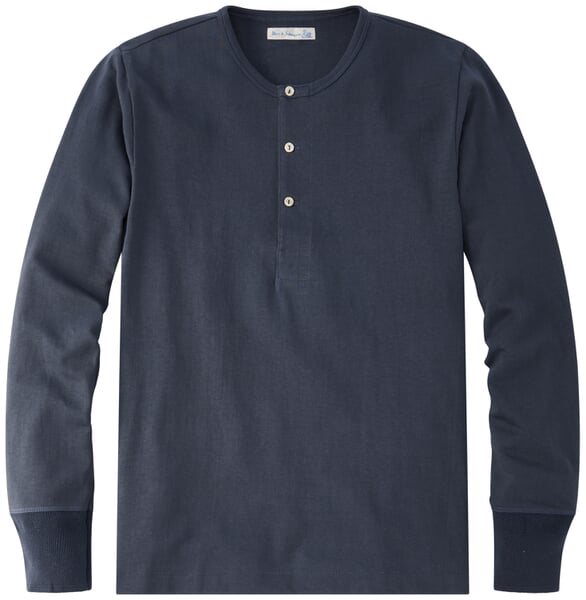 T-shirt Henley à manches longues pour homme 2M06 Bleu-gris