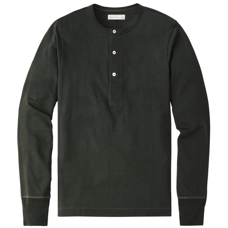 Maglietta Henley da uomo a maniche lunghe 2M06, Verde scuro