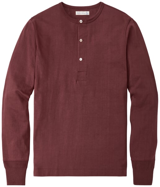 Herren-Henley-Langarmshirt 2M06 Weinrot