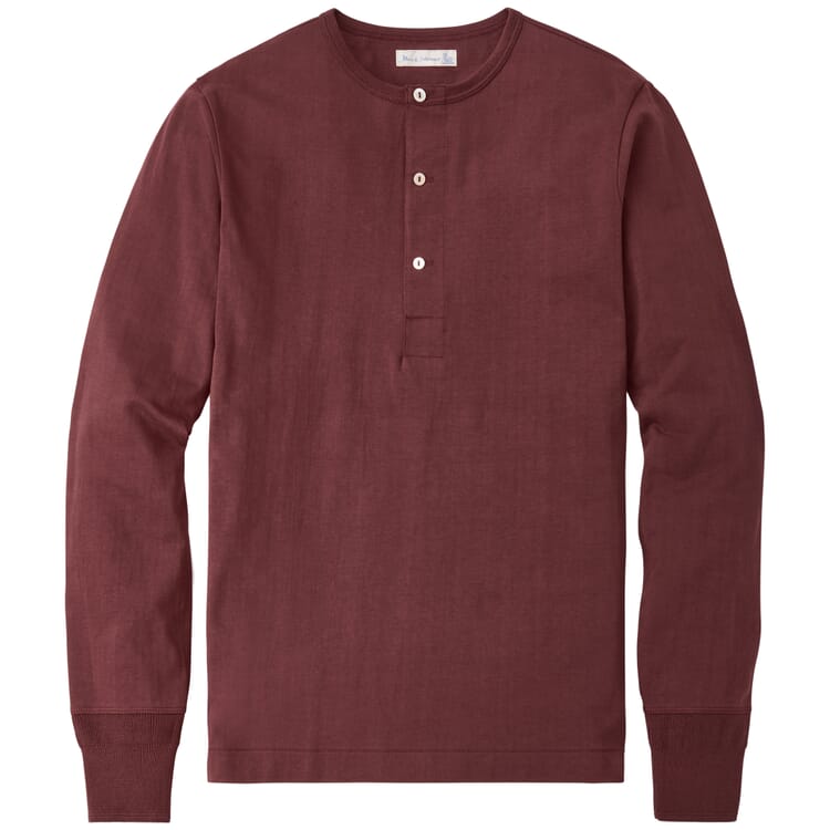 Maglietta Henley da uomo a maniche lunghe 2M06, Rosso vino