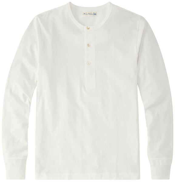 T-shirt Henley à manches longues pour homme 2M06 Blanc