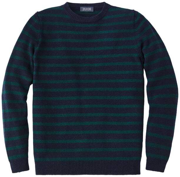 Herrenpullover geringelt Navy-Grün