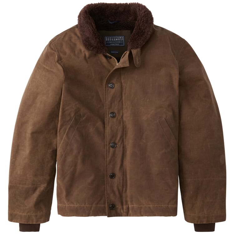 Giacca da uomo cerata, Cognac