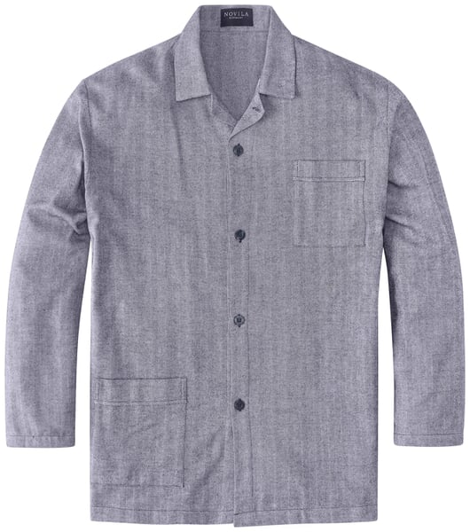 Herren-Flanellpyjama Fischgrat Blau