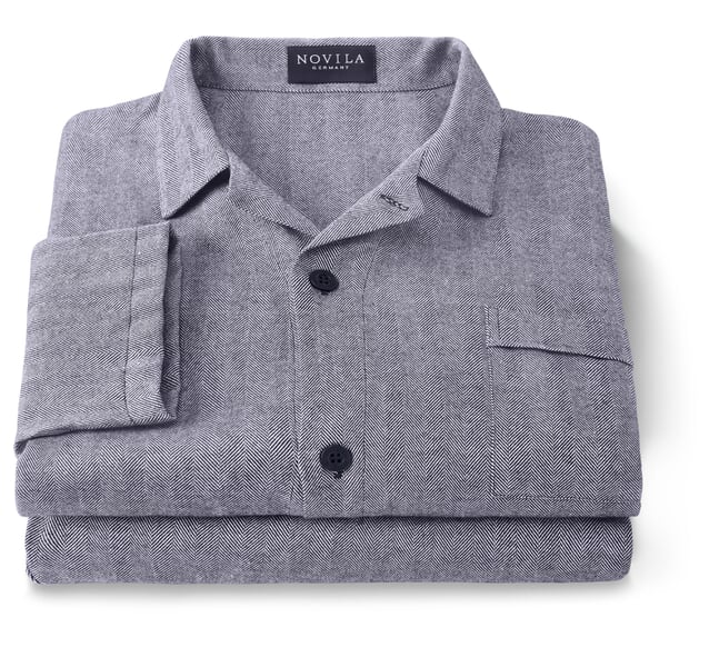 Herren-Flanellpyjama Fischgrat Blau