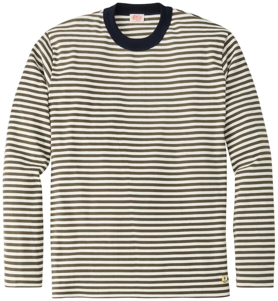 Herren-Ringel-T-Shirt Offwhite-Oliv