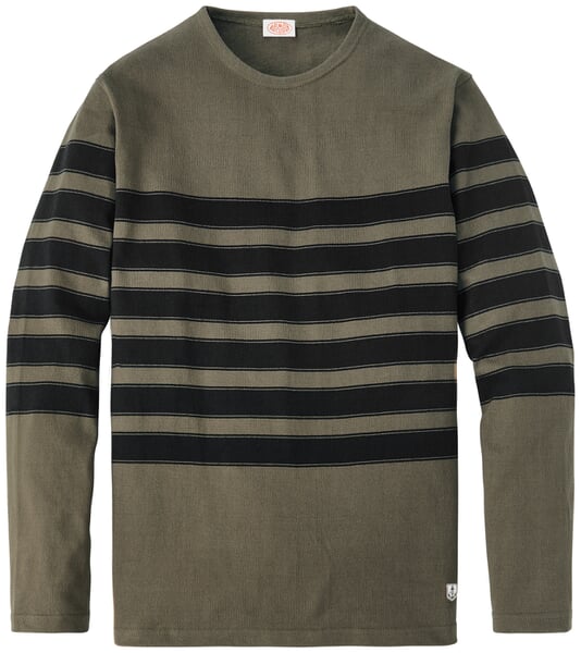 Langærmet herre-T-shirt Oliven-sort