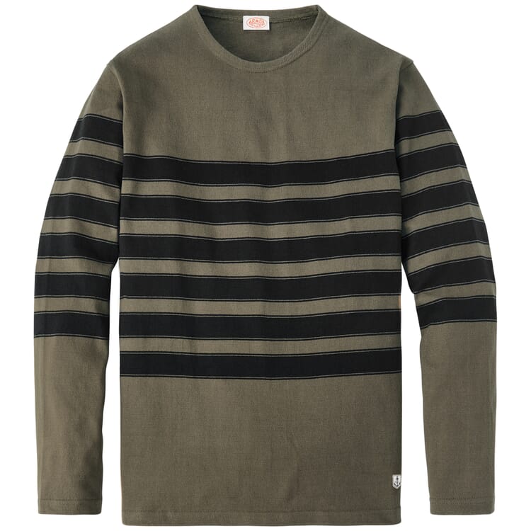 T-shirt à manches longues pour homme, Vert d'olive-Noir