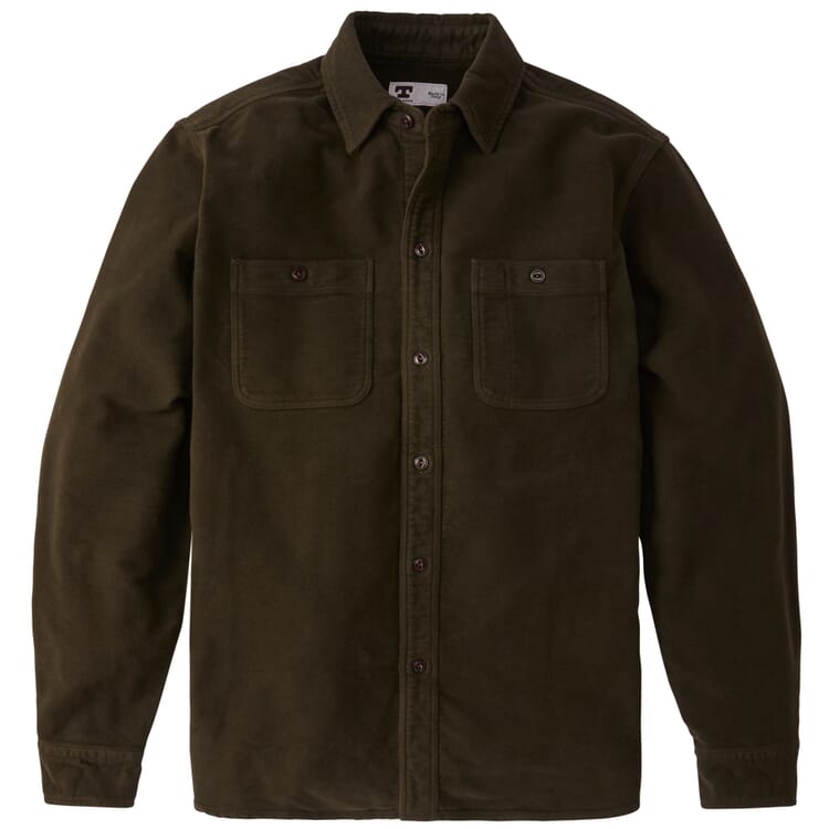Camicia da uomo in moleskin, Marrone-oliva