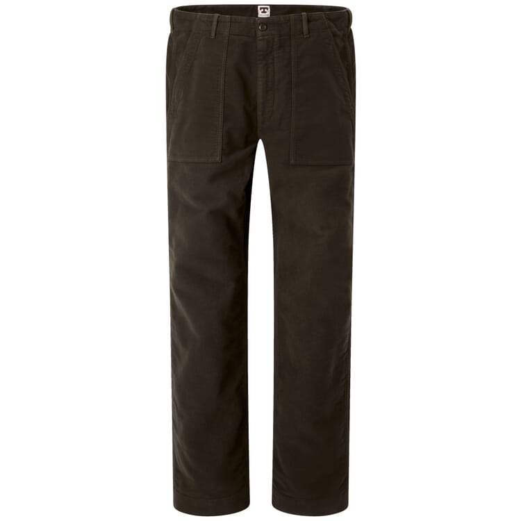 Pantaloni da uomo in moleskin, marrone-oliva
