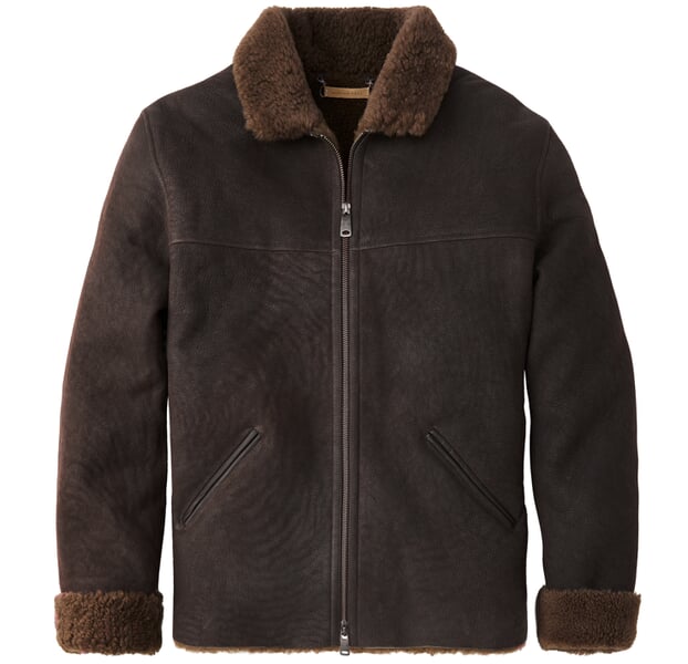Herren-Lammfelljacke Dunkelbraun