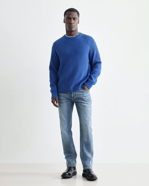 Pull pour homme Patent Electric Blue, procédé de fabrication