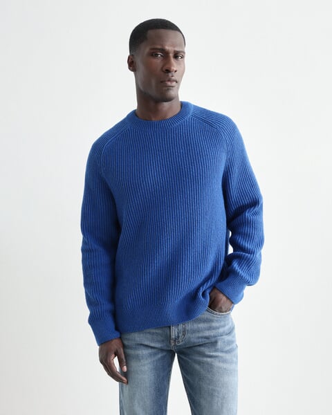 Herrenpullover Patent Electric Blue, Fertigungssprozess