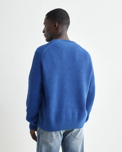 Pull pour homme Patent Electric Blue, procédé de fabrication