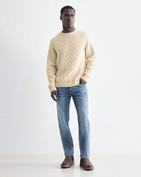 Herren-Zopfpullover Natur, Fertigungssprozess
