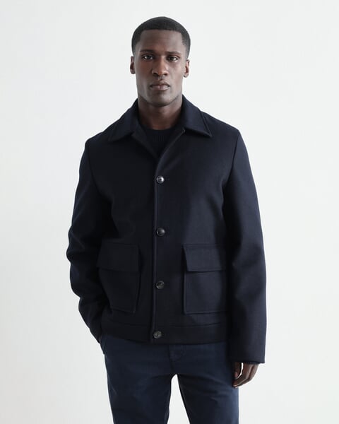 Men's Caban Jacket Navy, presented on a model