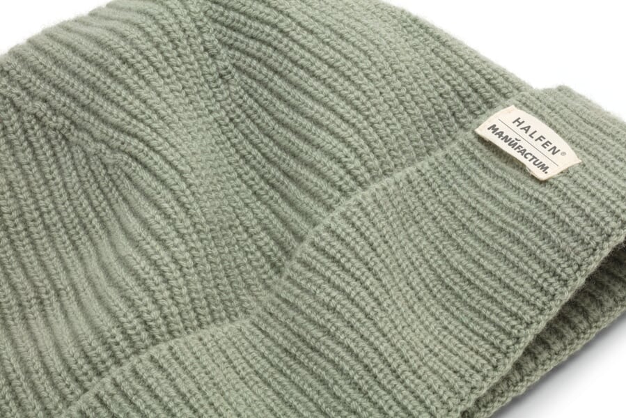 Strickmütze Merino-Kaschmir Hellgrün, Detailsicht