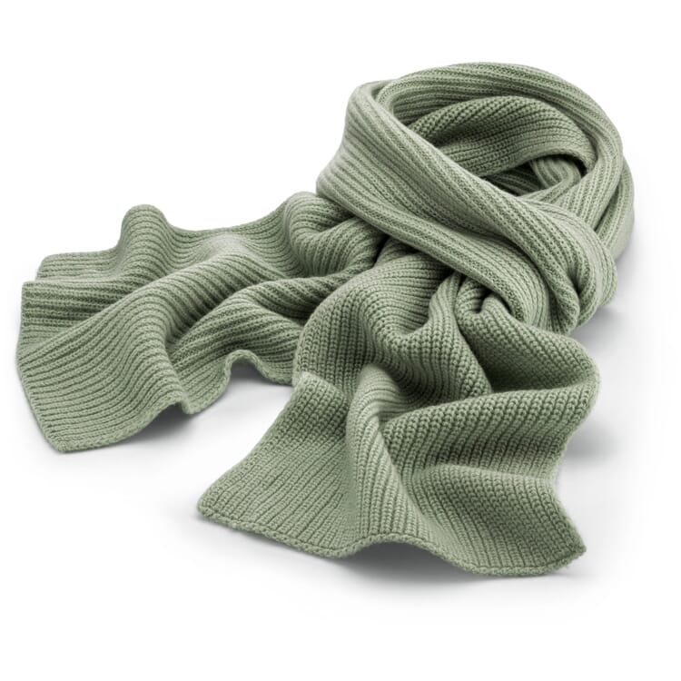 Sciarpa lavorata a maglia in lana merino e cashmere, Verde chiaro