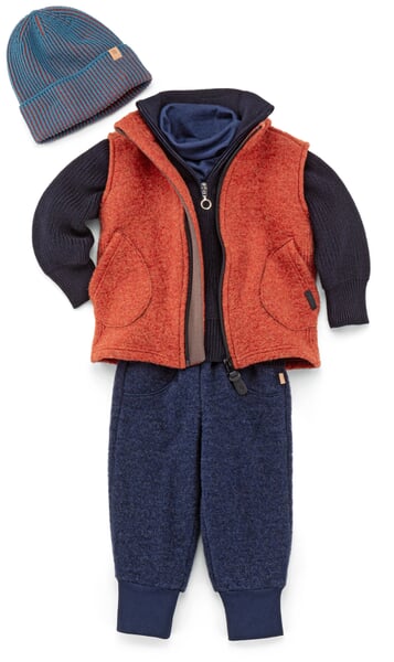 Cappellino per bambini a maglia a coste bicolore Marine
