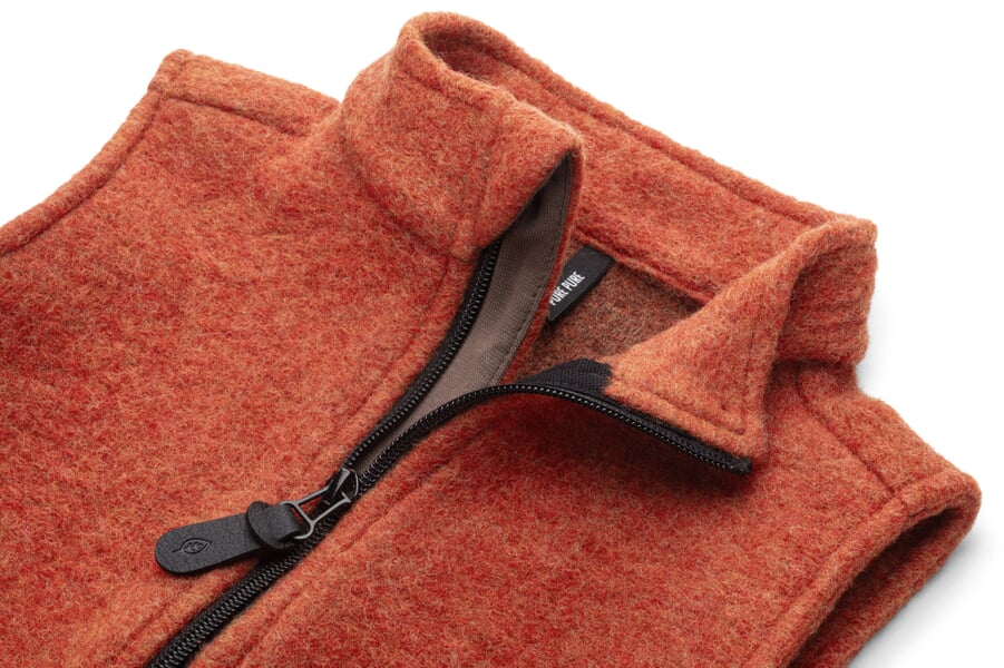 Kinder-Weste Wollwalk Rooibos, Detailsicht