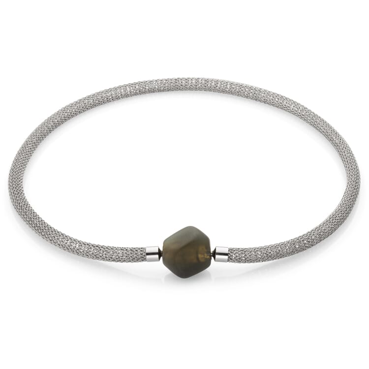 Collar trenzado de cristal de Murano, color oliva