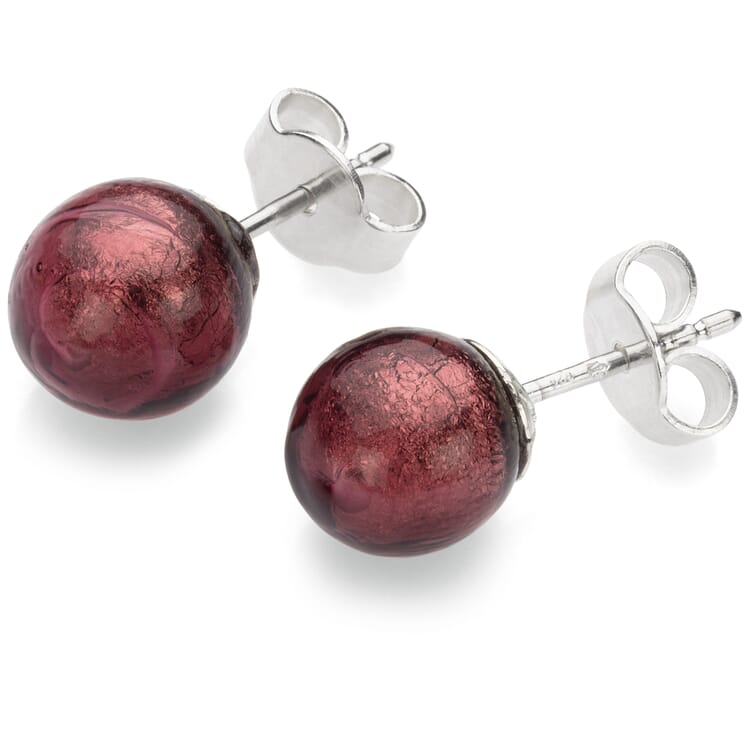 Ohrstecker Muranoglas, Weinrot